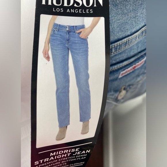 Hudson NWT Mid rise Straight Stretch Blue Denim Jeans with Pockets - Picture 7 of 12